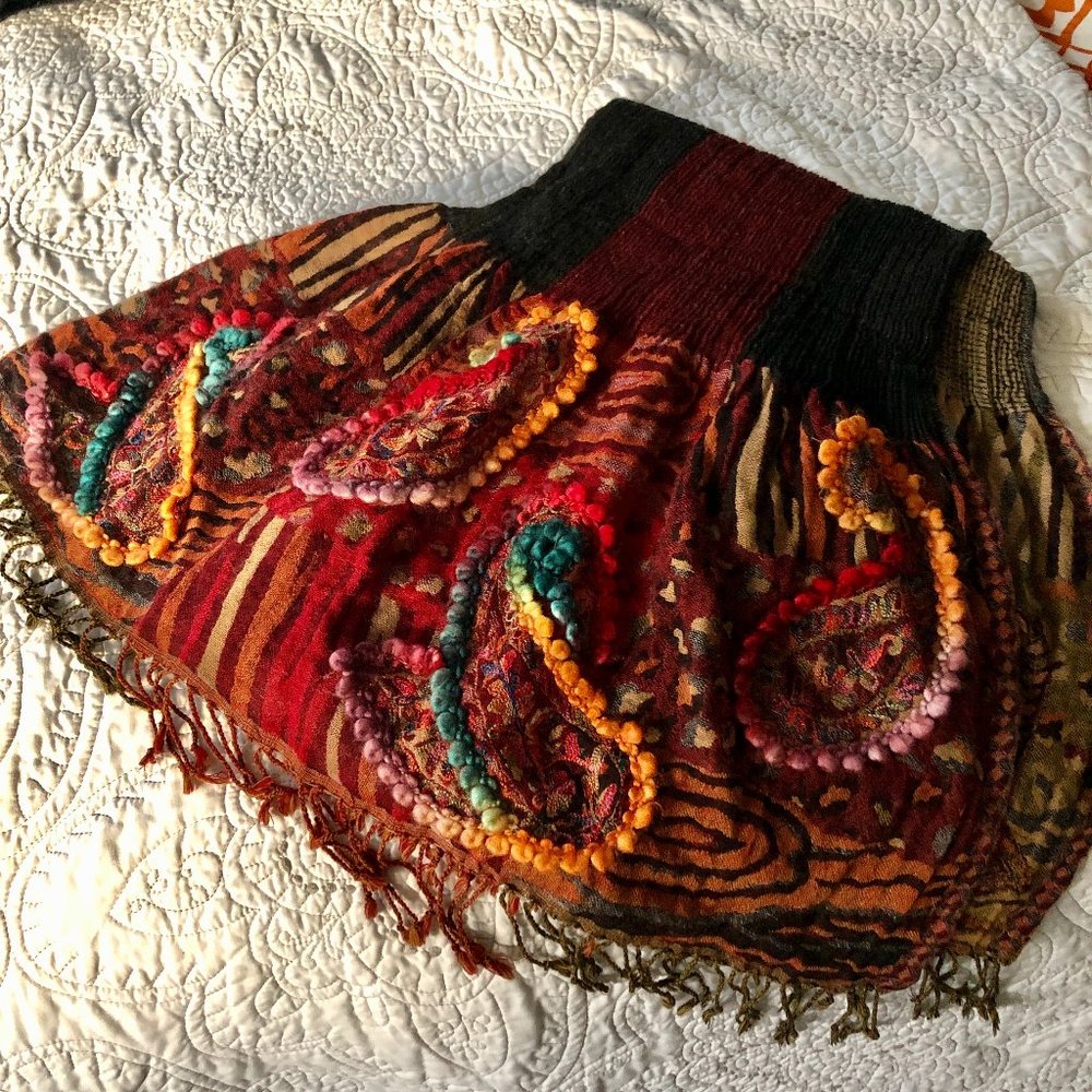 Wool Scarf with Embroidery
